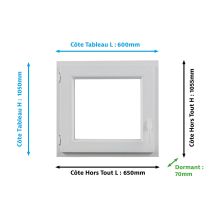 Closy - Fenêtre Pvc H.105 X L.60 Cm Ouvrant À La Française 1 Vantail Tirant Gauche Blanc