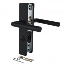 Alpertec - Poignée De Porte Sur Plaque Noire Mat Entraxe Ajustable À Condamnation Edison Dualfit X2