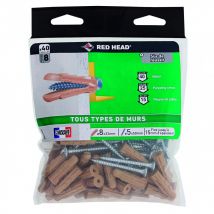 Red Head - Lot de 40 chevilles et vis à expansion ou à verrouillage de forme grapex G8VSA40