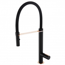 Essebagno - Exil mitigeur évier à douchette mobile noir et or rose