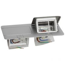 Legrand - Popup mobilier 2 x 4 modules à équiper - 654003 - Avec kit d'installation - Inox mat