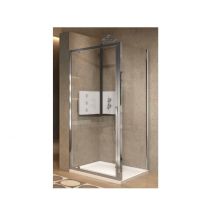 Porte pivotante 84-90 x H.195 cm vitrage transparent profilé blanc LUNES 2.0 G Novellini