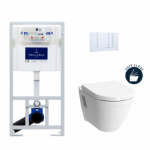 Villeroy & Boch Pack WC bâti-support + Cuvette Vitra S50 + Abattant softclose + Plaque chrome (ViConnectS50-1)