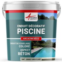 Arcane Industries - ENDUIT DE CUVELAGE PISCINE FINITION BETON CIRE - ARCACIM DECO - 16 m² - Griset Gris Clair - ARCANE INDUSTRIES