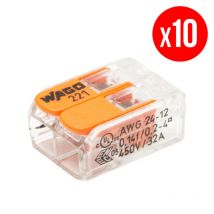 Wago - Pack de 10 bornes de connexion rapide à levier WAGO 2 entrées fil souple et rigide - S221