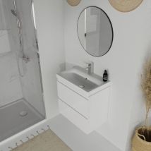 Planetebain - Meuble salle de bain-60x37.5cm-Gain de place-Blanc Brillant-Moduo Slim