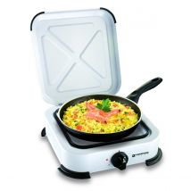 Kemper - Réchaud gaz portable 1 feu 1200W Blanc laqué Couvercle Plaque de cuisson KEMPER