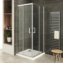 Saniverre - LANA+ Porte de douche d'angle coulissante H 180 cm verre transparent 75 x 100 cm