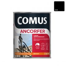 Comus - ANCORFER BRILLANT 0.75L Noir - Peinture-laque antirouille pour métaux et autres supports - COMUS