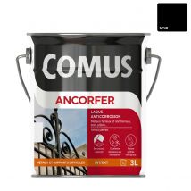 Comus - ANCORFER BRILLANT 3L Noir - Peinture-laque antirouille pour métaux et autres supports - COMUS