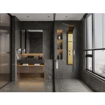 Vente-unique - Colonne de douche hydromassante thermostatique JOSTA - dorée - 45*150 cm