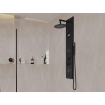 Vente-unique - Colonne de douche hydromassante - noire - 20*130 cm - JUBIDA