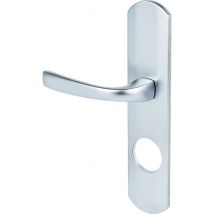 Poignée de porte d'entrée blindée - Muze - Vachette - Gris argent - Pour protecteur cylindre - 165 mm