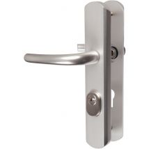 Poignée de porte d'entrée blindée - Secumax - Vachette - Gris argent - Clé I - 195 mm