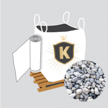 King Materiaux - Kit Galets blanc et bleu + géotextile = 1 Big Bag galet blanc et bleu de Nice 8/16 1.5T [environ 20m2 sur 5cm d'épaisseur] + 1 