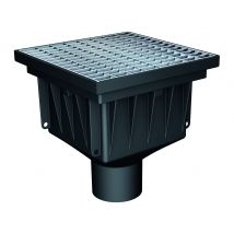 Mea - Siphon de sol extérieur en plastique recyclé MEAPARK avec grille caillebotis acier M20/30 passage VL et panier