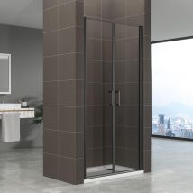 Saniverre - KIMIBLACK Porte de douche battante H 190 cm noir largeur réglable 100 à 103 cm verre transparent