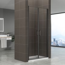 Saniverre - KIMIBLACK Porte de douche battante H 190 cm noir largeur réglable 97 à 100 cm verre transparent