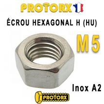 Protorx - ÉCROU HEXAGONAL H (HU) : M5 x 40pcs | Acier Inoxydable A2 (Diam. Intérieur : 5mm | Diam. Extérieur : 8mm) Bricolage-Réparation Norme DIN934 
