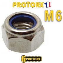 Protorx - ECROU Hexagonal Indesserrable (Hi) M6 x 30pcs | Autobloquant Frein NYLSTOP Inox A2 avec Bague Nylon (Diam. Int. = 6mm | Diam. Ext = 10mm) 