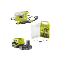 Ryobi - Pack RYOBI - Mini outil multifonction 18V One+ RRT18-0 - Kit 155 accessoires - 1 batterie 2.0Ah - 1 chargeur