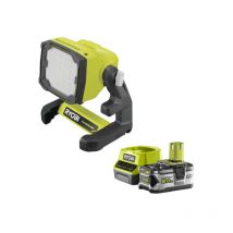 Ryobi - Pack RYOBI Projecteur LED 18V One+ 1800 lumens RLFD18-0 - 1 Batterie 5.0Ah - 1 Chargeur rapide RC18120-150