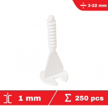 Flat-pro - Lot de 250 croisillons à cadran autonivelants TWIST-IT 1mm - système de nivellement de carrelage - FLAT-PRO