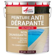 Arcane Industries - Peinture antidérapante pour sol extérieur - SOLTHANE RD Rouge Vin - RAL 3005 - 6 kgARCANE INDUSTRIES