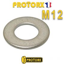 Protorx - RONDELLE Plate MOYENNE M12 x 5pcs | Diam. int = 13mm x Diam. ext = 27mm | Acier Inox A2 | Usage Exterieur-Intérieur | Norme NFE 25514 | 