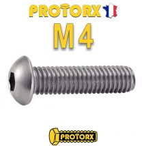 Protorx - Vis à Métaux Tête Bombée Six Pans Creux : (M4 x 10mm) x 10pcs | VM TBHC | Acier Inox A2 | Usage Exterieur-Intérieur | Norme ISO 7380-1