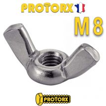 Protorx - ÉCROU OREILLES - PAPILLON - AILETTES M8 x 10 Pcs | Diamètre Intérieur 8mm | Usage Exterieur-Intérieur | PROTORX