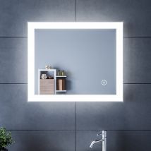 Sirhona - SIRHONA Miroir de Salle de Bains 60x50cm avec éclairage LED Miroir Cosmétiques Mural Lumière Illumination avec Commande par Effleurement