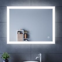 Sirhona - SIRHONA Miroir LED Salle de Bain 90x70cm Miroir Lumineux Salle de Bain avec Eclairage Intégré Anti-buée