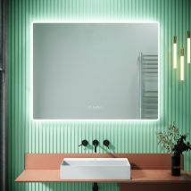 Sirhona - SIRHONA Miroir de Salle de Bain LED 90x70cm Couleurs modifiables et luminosité réglable avec Affichage de L'heure et Température Miroirs LED