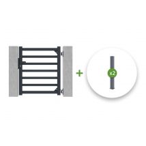 Casanoov - Pack portillon alu ANTELAO 100P110 GRIS + 2 Poteaux H.166cm 15x15