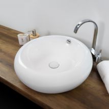 Saniverre - TENA Vasque ronde à poser lavabo en céramique blanche 50 x 50 cm
