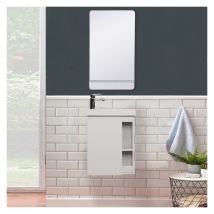 Mob In - Meuble lave-mains HAMPTON Blanc avec vasque blanche + miroir