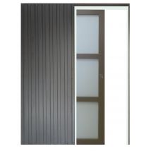 Porte Coulissante Marron Ral7006 Vitrée H204 X L73 + Systeme Galandage Et Kit De Finitions Inclus Gd Menuiseries