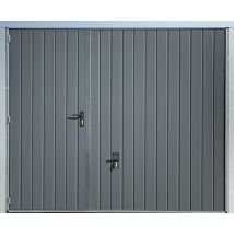Spadone - Porte de garage basculante grise avec portillon l.240 x H.200 cm x Ep.20 mm
