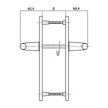 Kintech - Garniture rio-e sur plaques de 24mm - Entraxe (mm) : 70 - Carré (mm) : 7 - Ep. Porte (mm) : 58-70 -