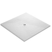 U-tile - Receveur de douche blanc 90 x 90 cm ultra léger en résine aspect ardoise - grille carrée