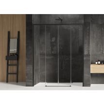 Otitec - Porte de douche 150 cm noire coulissante