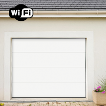Gm Portes - Porte De Garage Sectionnelle LANCE Blanc Prémontée | H.200 x L.240 cm | Blanc | Moteur ECOLINE WIFI | Raccords et cassettes blancs | 