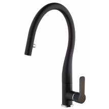 Paini - Mitigeur de cuisine à douchette extractible CYGNE finition chromé Granité noir