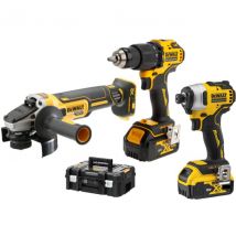 Dewalt - Pack 3 outils 18V Powerstack (DCD709 + DCF809 + DCG405) + 2 batteries 4Ah + chargeur + coffret T-STAK - DEWALT