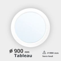 Gefradis - Fenêtre ronde PVC blanc fixe Diam. 90 cm tableau