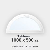 Gefradis - Fenêtre demi-lune PVC blanc H50 x L100 cm tableau à soufflet