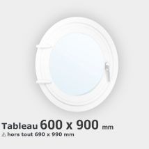 Gefradis - Fenêtre ovale PVC blanc 1 ouvrant H90 x L60 cm