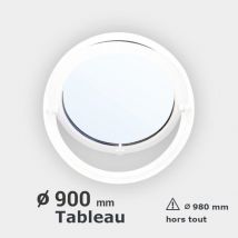 Gefradis - Fenêtre ronde PVC blanc basculant Diam. 90 cm tableau