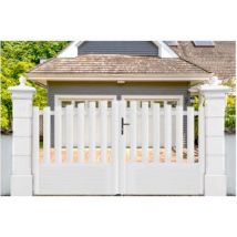 Gefradis - Portail battant PVC blanc H145 x L250 cm ALENÇON chapeau de gendarme